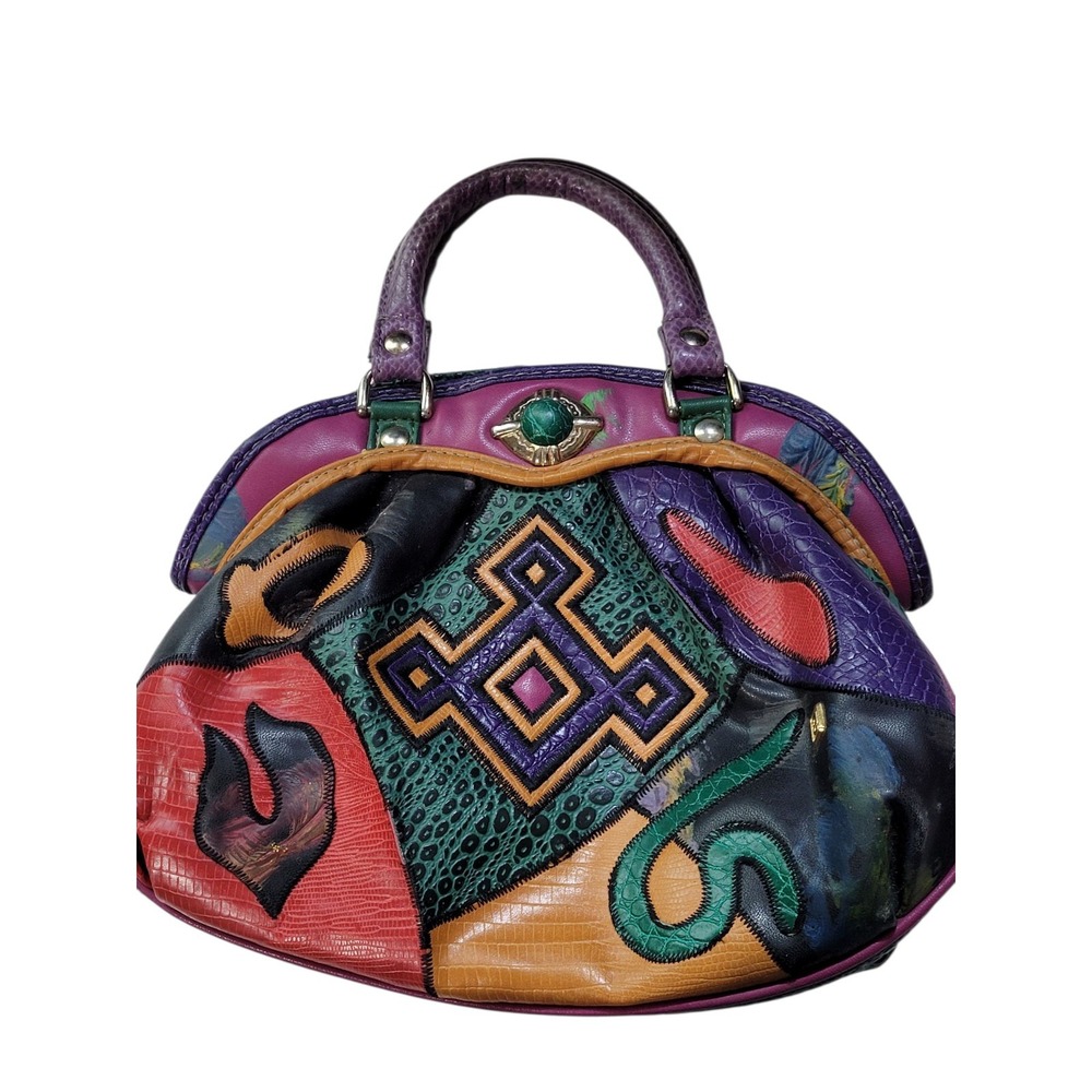 Vintage Nas Multi Color Patchwork Purse Bag Boho Retro 80s Aztec Southwestern